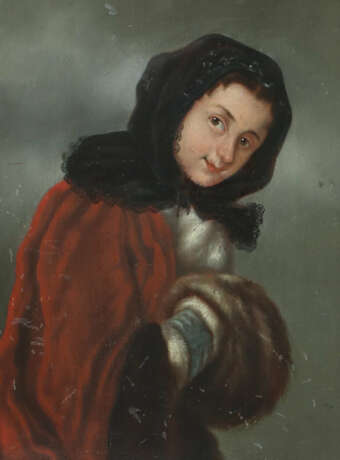 Maler des 19./20. Jh. ''Dame mit Muff'', Bildnis e… - Foto 1