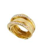 Overview. Gold ring with diamonds. 
