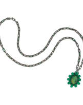 HEMMERLE HARDSTONE CAMEO, EMERALD AND TSAVORITE GARNET PENDANT-BROOCH NECKLACE