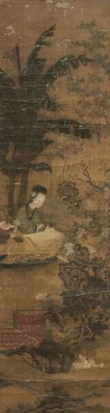 Anonyme Figurenmalerei mit Darstellung einer schreibenden Dame im Garten - фото 1