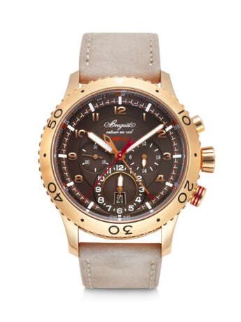 BREGUET, LARGE AND HEAVY PINK GOLD DUAL TIME FLYBACK CHRONOGRAPH 'TYPE XXII' WITH DATE AND 24-HOUR INDICATION, REF. 3880BR - Foto 1