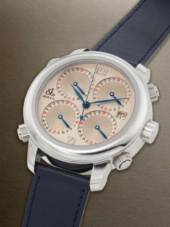 JACOB & CO. LARGE LIMITED EDITION STAINLESS STEEL AUTOMATIC 'FIVE TIME ZONE' WITH DATE, REF. H24 - photo 2