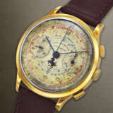 LOWENTHAL, GIFTED TO LUIGI 'GIGI' VILLORESI BY ENZO FERRARI, YELLOW GOLD MONOPUSHER CHRONOGRAPH WITH 'CATCH-UP' MECHANISM 'MONO- RATTRAPANTE' - photo 2