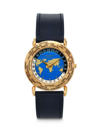 ANDERSEN GENÈVE, YELLOW GOLD WORLD TIME 'COMMUNICATION 24' WITH BLUE ENAMEL DIAL - photo 1