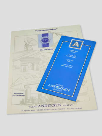 ANDERSEN GENÈVE, YELLOW GOLD WORLD TIME 'COMMUNICATION 24' WITH BLUE ENAMEL DIAL - photo 4