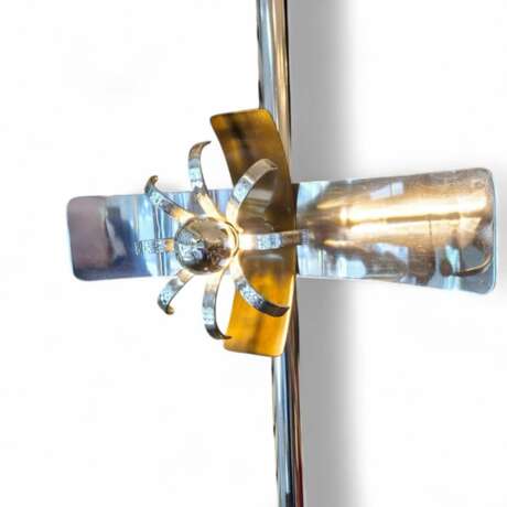 Rare Italian Space Age Floor Lamp with Floating Light Modules 1970s Wood 20th century - photo 6