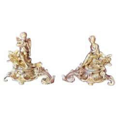 Pair Of Napoleon III Period Gilt Bronze Putti Andirons, 19th century