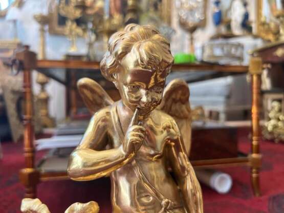 Pair Of Napoleon III Period Gilt Bronze Putti Andirons 19th century Bronze Napoleon III 19th century - photo 2