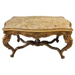 Louis XV style middle table in gilded wood and marble - 19th century