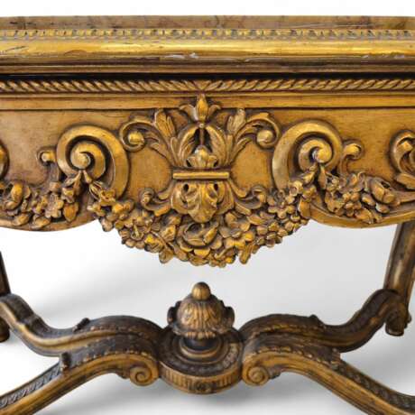 Louis XV style middle table in gilded wood and marble - 19th century Bois naturel 19th century - photo 3