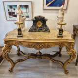 Louis XV style middle table in gilded wood and marble - 19th century Bois naturel 19th century - photo 6