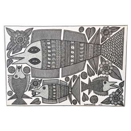 Fishes John KAUAGE Acrylic on canvas Papua New Guinea 2013 21th century - Foto 1