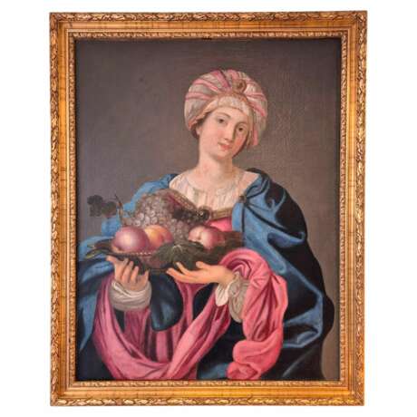Sybille with turban and fruit bowl Oil on canvas 19th century 19th century - photo 1
