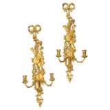 Pair of two-light gilded wood wall sconces in the Louis XVI style 19th century Lackiertes Holz 19th century - Foto 1