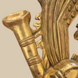 Pair of two-light gilded wood wall sconces in the Louis XVI style 19th century Lackiertes Holz 19th century - Foto 3