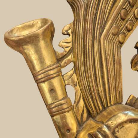 Pair of two-light gilded wood wall sconces in the Louis XVI style 19th century Lackiertes Holz 19th century - Foto 3