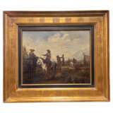 Court hunting scene Flemish school of the late 17th century Oil on canvas 18th century - photo 1