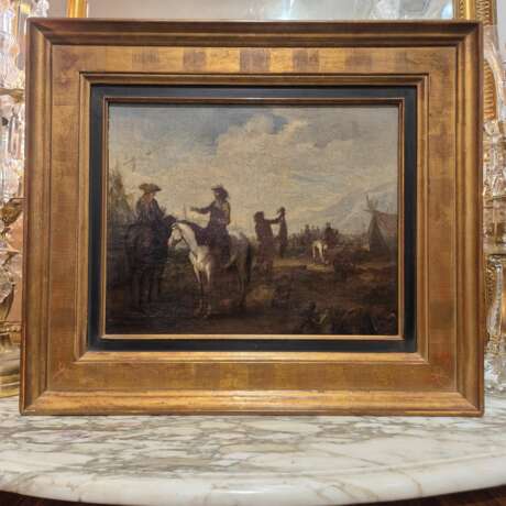 Court hunting scene Flemish school of the late 17th century Oil on canvas 18th century - photo 2