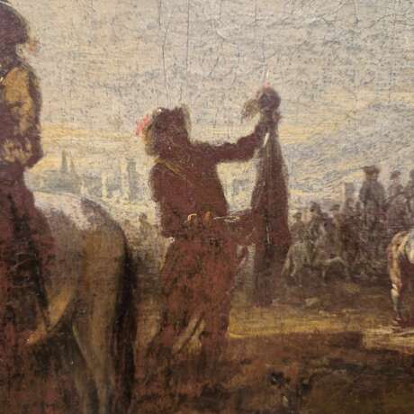 Court hunting scene Flemish school of the late 17th century Oil on canvas 18th century - photo 4