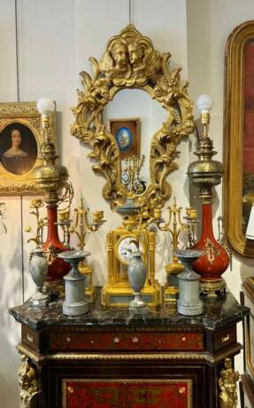 Gilded Wood Mirror With Putti Italy 19th Century Wood & gilded stucco Rococo 19th century - photo 5
