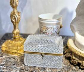 Large cut-crystal box with gilt-bronze mounting, Charles X period, circa 1830.