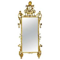 Rare 18th century gilded wood mirror, Italy