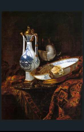 Still Life With Porcelain And Black Grapes Signed By Artist Sie G 1997 20th century г. - фото 6