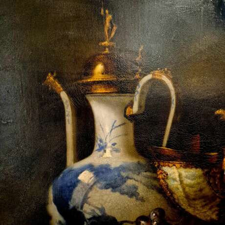 Still Life With Porcelain And Black Grapes Signed By Artist Sie G 1997 20th century г. - фото 8