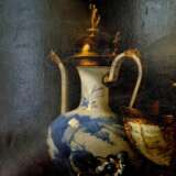Still Life With Porcelain And Black Grapes Signed By Artist Sie G 1997 20th century г. - фото 10