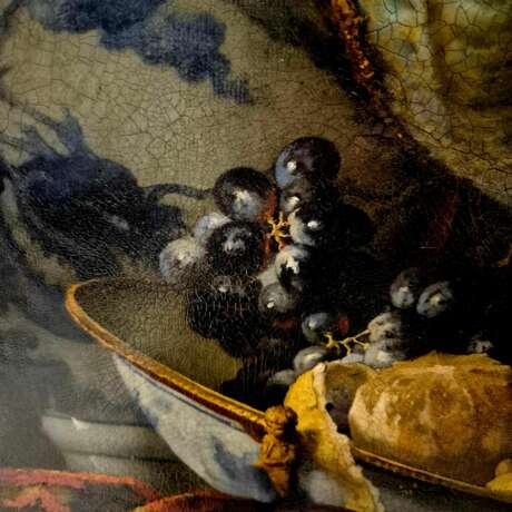 Still Life With Porcelain And Black Grapes Signed By Artist Sie G 1997 20th century г. - фото 13