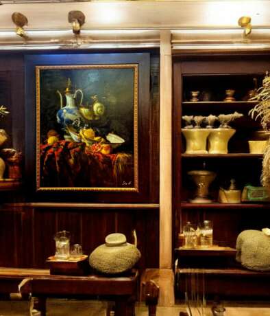 Still Life With Porcelain And Black Grapes Signed By Artist Sie G 1997 20th century г. - фото 16