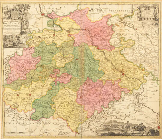 Landkarte von Sachsen mit Postwegen und - photo 1
