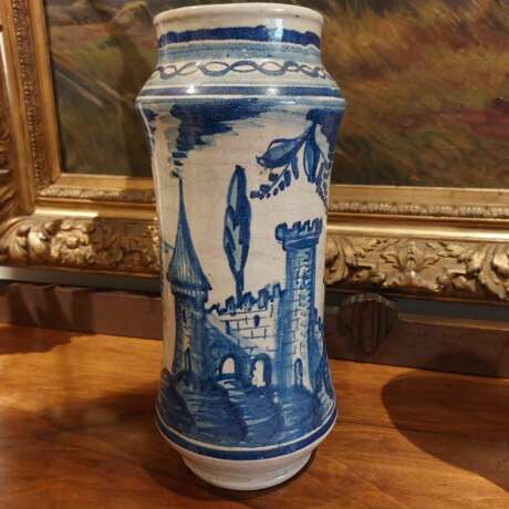 Pair of 18th Century Albarello Drug Jars in Maiolica Ceramics 18th century - photo 2