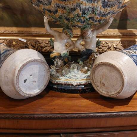 Pair of 18th Century Albarello Drug Jars in Maiolica Ceramics 18th century - photo 6