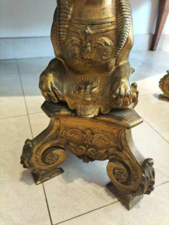 Pair of 19th Century Gilt Bronze Fire Dogs in the Ancient Egyptian Style Bronze 19th century - photo 6