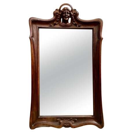 Art Nouveau Mirror in Solid Mahogany in the Style of Eugene Vallin Wood Art Nouveau 20th century - photo 1