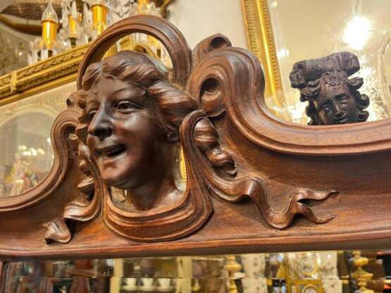 Art Nouveau Mirror in Solid Mahogany in the Style of Eugene Vallin Wood Art Nouveau 20th century - photo 5
