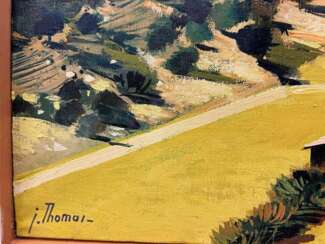 Oil-Painting by Jean Thomas (1923- 2019): `An Isolated Farm; Verdon Canyon`