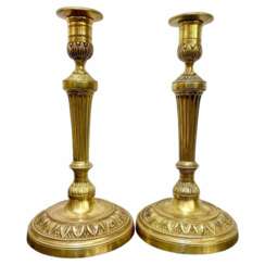 Pair of Gilt Bronze Candlesticks from the Bourbon Restoration Period