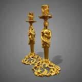 19th Century Pair of Candlesticks in Gilt Bronze Bronze Napoleon III 19th century - photo 4