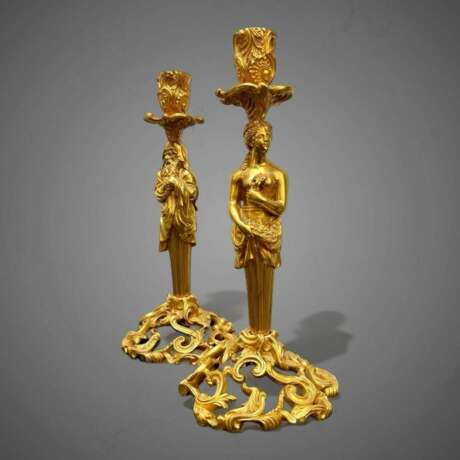 19th Century Pair of Candlesticks in Gilt Bronze Bronze Napoleon III 19th century - photo 4