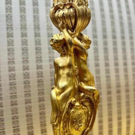 19th Century Gilt Bronze Candleholders in the style of Ernest Meissonier Bronze Rococo 19th century - photo 2