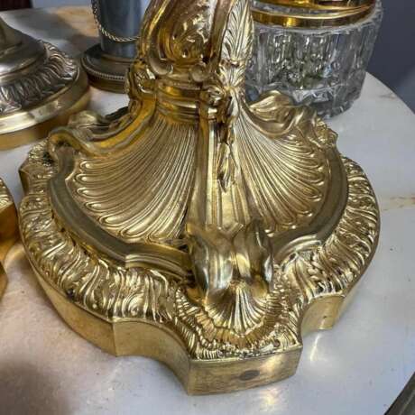 19th Century Gilt Bronze Candleholders in the style of Ernest Meissonier Bronze Rococo 19th century - photo 3