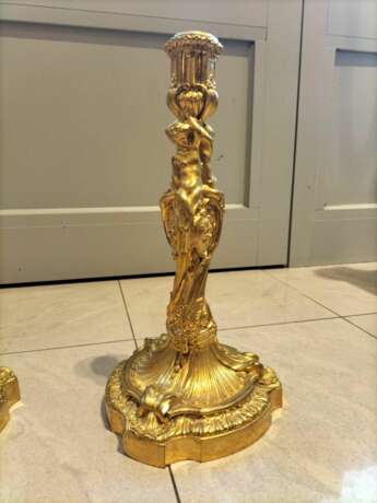 19th Century Gilt Bronze Candleholders in the style of Ernest Meissonier Bronze Rococo 19th century - photo 5