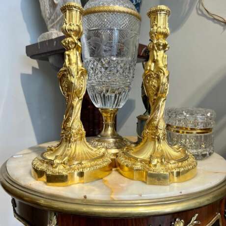 19th Century Gilt Bronze Candleholders in the style of Ernest Meissonier Bronze Rococo 19th century - photo 8