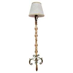 Art Deco Floor Lamp in Wrought Iron and Crystal