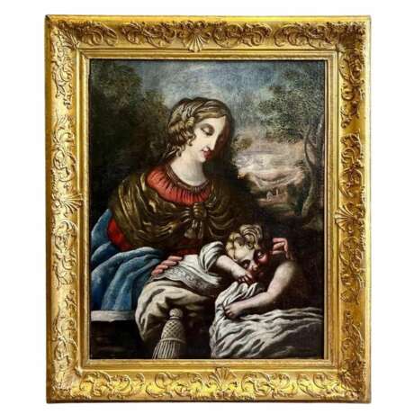 Early 17th Century Tuscan School Oil Painting on Canvas `Virgin and Child` Baroque Early 17th century - photo 1