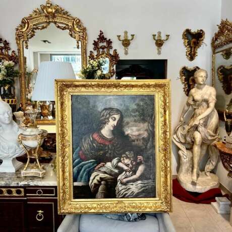 Early 17th Century Tuscan School Oil Painting on Canvas `Virgin and Child` Baroque Early 17th century - photo 12