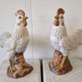 A pair of chickens Porcelain Hand Painted Gilding realism Early 20th century - photo 1