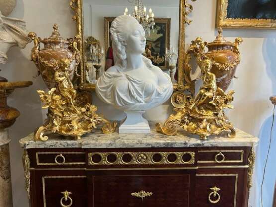 Pair Of Napoleon III Period Gilt Bronze Putti Andirons 19th century Bronze Napoleon III 19th century - photo 7